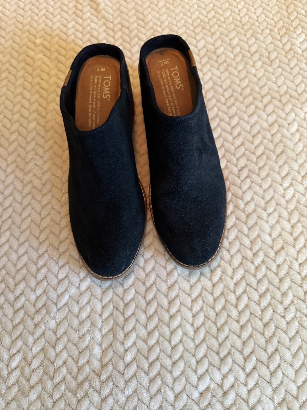 TOMS Black Suede Slip-On Mule Shoes Size 7